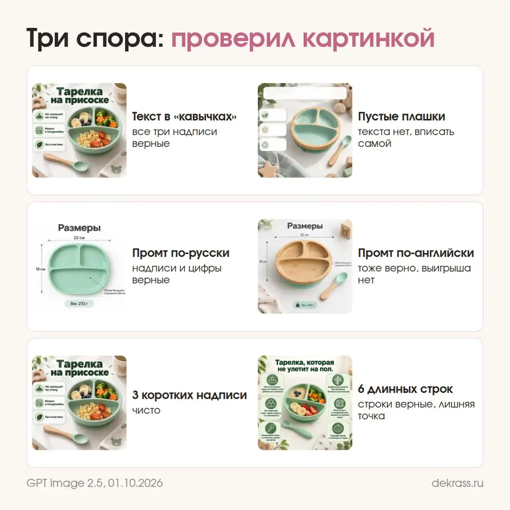 Промты для инфографики: кавычки против пустых плашек, русский против английского, короткий текст против длинного