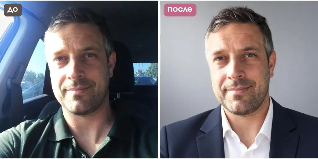Промт для делового портрета: мужчина в машине и в пиджаке на сером фоне