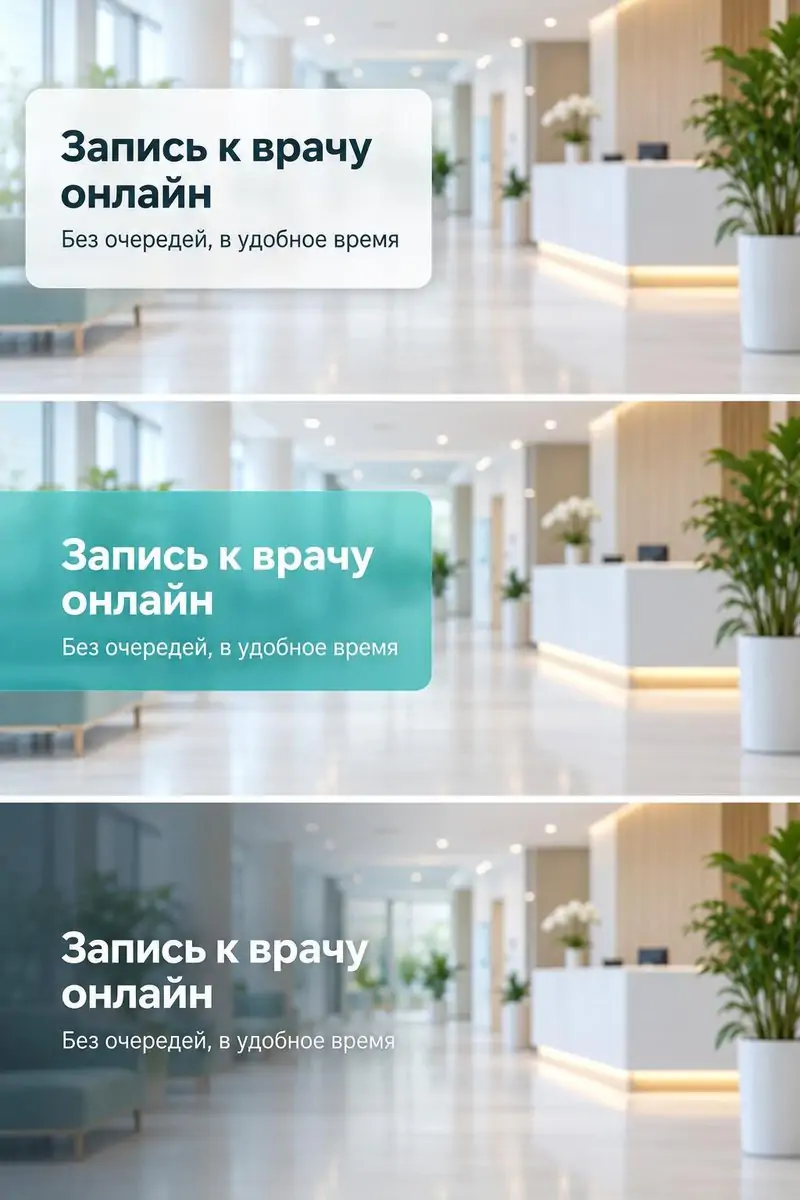 Три подложки под текст «Запись к врачу онлайн» на слайде клиники: задание Kwork за 1 000 ₽, посильное с телефона